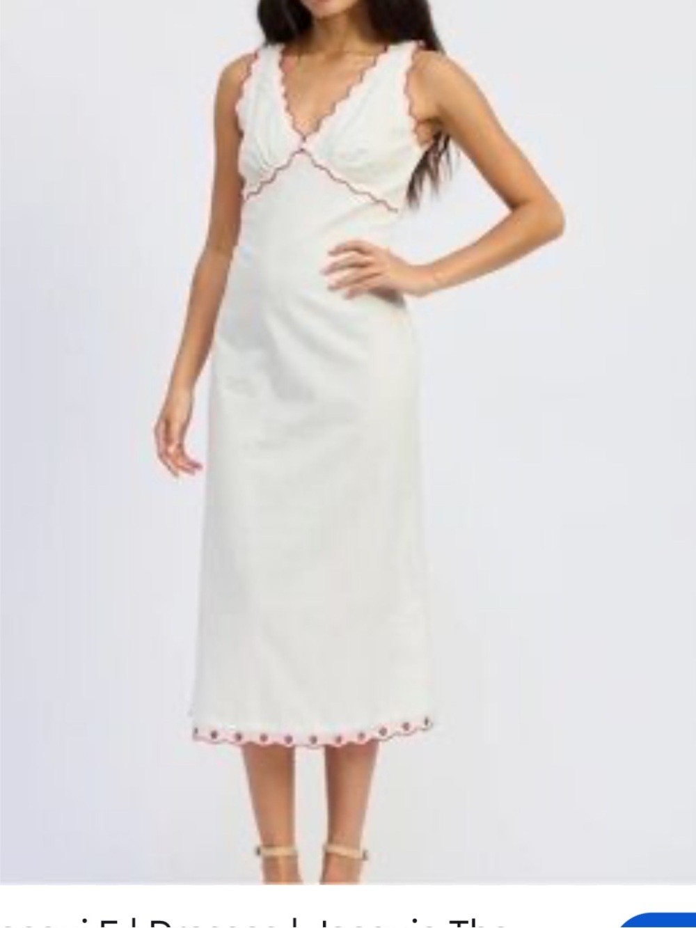 Jacque the Laabel White Sleeveless Wrap Nightgown with Pink Trim S